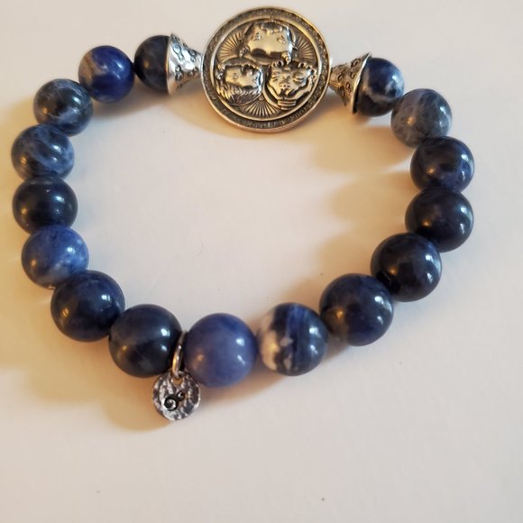 OHM Beads "Belief" Stretch Bracelet - Blue Sodalite - Picture 3 of 13